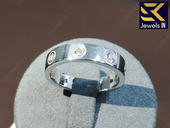 Men's Moissanite Wedding band,  Bezel Set Round Moissanite band, Ring For Men, Handmade 14K White Gold Eternity Band For Him