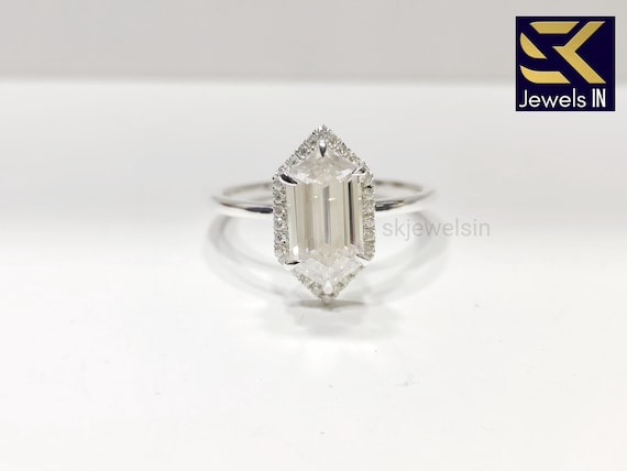 Dutch Marquise Engagement Ring, 14K White Gold Halo Wedding Ring, Handmade Affordable Gold Moissanite Gift Ring for Her