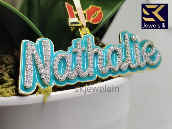 60*20 MM Custom Name Round Moissanite Pendant, 10K 14K Gold  Enamel Personalized Letter Pendant, VVS Moissanite Diamond test pass