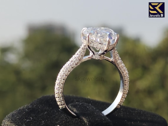 Heart Cut Moissanite Engagement Ring 14K White Gold Hidden Halo Vintage Promise Wedding Ring Art Deco Handmade Unique Bridal Jewelry