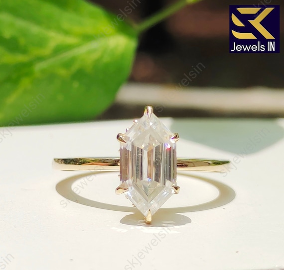 Dutch Marquise Moissanite Engagement Ring, 14K Gold Art Deco Hidden Halo