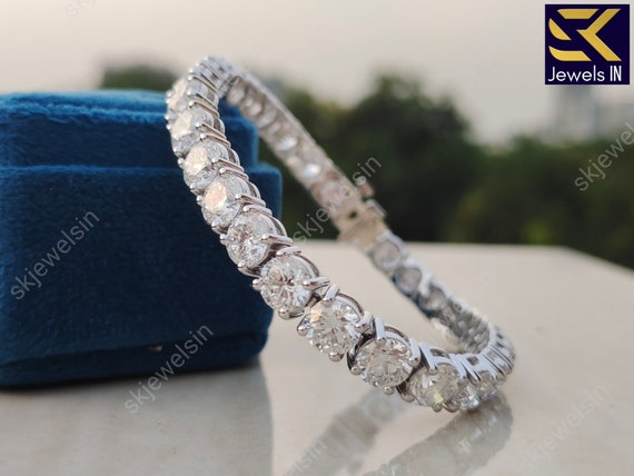 Handmade Sterling Silver Moissanite Tennis Bracelet, Wedding Jewelry