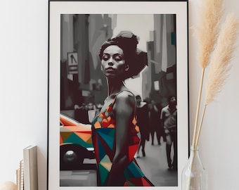 Portrait of woman , Set of 7 Kirenia Pupo Print Set, Digital Print Set, Street Art Exhibition Prints. Multiple sizes