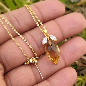 Smoky Quartz Necklace, Dainty Smoky Quartz Drop Necklace, Drill Smoky Quartz 925 Silver Pendant, 14k Gold Plated Necklace, Gift For Her