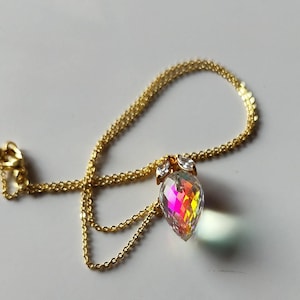Angel Aura Quartz Necklace Angel Aura Gold Necklace Beautiful Drop Sterling Silver Pendant Drill Angel Aura Designer Necklace Gift For Her