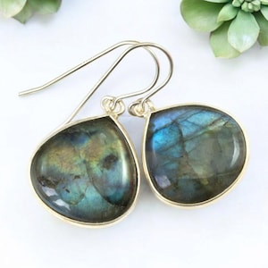 Natural Labradorite Earrings, Sterling Silver Earrings, Gemstone Earrings, Blue Fire Earrings, Labradorite Jewelry