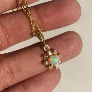 Natural White Opal Necklace, 925 Opal Pendant, Dainty Opal Necklace, Gemstone Necklace, Opal Jewelry With Round Pendant, Birthstone Jewelry