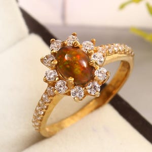Black Fire Ethiopian Opal Wedding Ring, Ring For Women, October Birthstone Ring, Black Opal Jewelry, Natural Opal Ring, Gift For Her