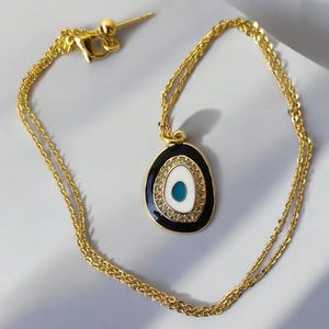 Evil Eye Necklace, Protection Necklace, Dainty Women Necklace, Gold Plated 18 Inch Necklace, Evil Eye Necklace Gift For Her