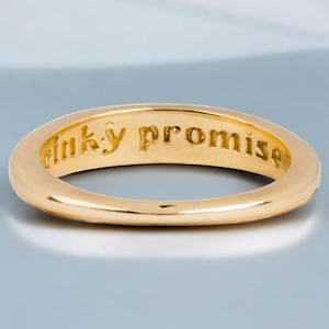 Solid Yellow Gold Pinky Promise Ring Unique Stacking Charming Ring Perfect Gift For Couple Elegant Design Anniversary Ring Symbolic Rings