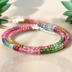 Natural Top Tourmaline Necklace, Multi Tourmaline Stone Beads Necklace, Stone Beaded Necklace Beads Jewelry Genuine Tourmaline Jewelry,
