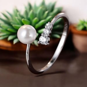 Natural Pearl Ring, 925 Sterling Silver Ring, Handmade Ring, Fresh Water Pearl Ring, Wedding Ring, Women Pearl Ring, Minimalist pearl ring