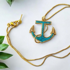 14k Gold Plated Anchor Necklace, Ship Anchor Pendant, 925 Sterling Silver Charm Pendant, Anchor Necklace Ready To Wear