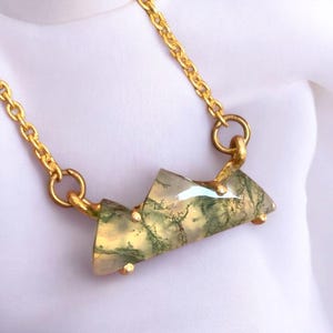 Natural Moss Agate Mountain Necklace, 925 Sterling Silver Pendant, Handmade Moss Agate Dainty Pendant, Designer Gemstone Necklace
