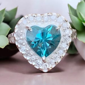 PARAIBA TOURMALINE Ring, Neon Blue Tourmaline Ring, Tourmaline Wedding Ring , Heart Shape Ring, Ring For Women&#39;s Best Christmas Gift for her