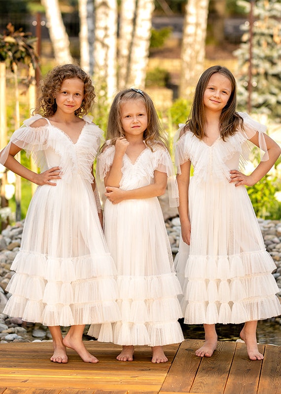 Boho Style Dress White Dress Communion Dress Birthday Dress Special Occasion Dress Ruffled Dress Summer Dress Etsy UK