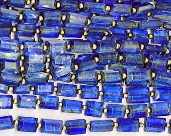 Cianita azul facetada natural AAA: pepitas rectangulares de Nepal (18x4x2 mm) hebra de 13 pulgadas