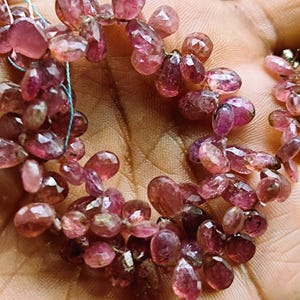 AAA Natural Pink Tourmaline Pear Faceted 8MM, 11 Inch Strand
