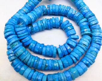 8mm Natural Turquoise Wheel Shape Kingman Turquoise Tyer Gemstone, 17" Strand