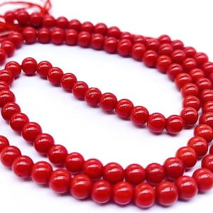 AAA Naturlig Italiensk Korall Rund Kula Slät 5 mm Ädelsten, 19 Tum
