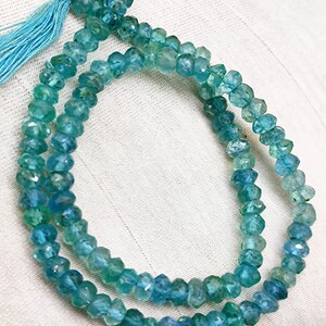4.8mm Natural Sky Blue Apatite Round Beads Faceted 13 Inch Strand Smooth Healing Beads Gemstone Rondelle Bead Neckless Bracelet Use Gemstone