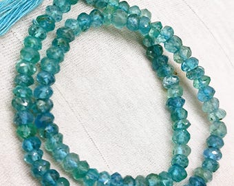 Natural Sky Blue Apatite Beads: 4.8mm Faceted Round Gemstone 13 Inch Strand