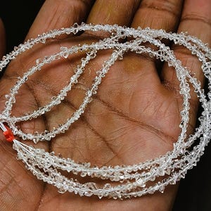 Natürlicher weißer Herkimer Diamant Kristallstrang: 2-4 mm Ungeschliffener Quarz, 16-Zoll-Strang