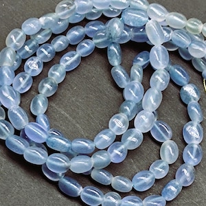 Natural Blue Lemurian Aqua Tine Calcite Oval Genuine AAA Grade Honey 16 Strand Oval Cabochon Smooth Healing Gemstone Neckless Bracelet