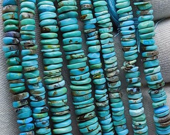 AAA Natural Kingman Turquoise 5-8mm Tyer Arizona Cabochon 13 Inch Strand Stone