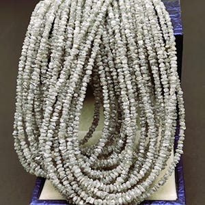 3mm Natural Uncut Rough Grey Diamond Beads Raw Diamond Beads Uncut Diamond Beads Grey Diamond Jewelry Neckless Brass Let 16 Inch Strand