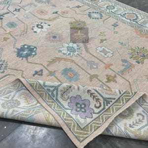 Tapete Oushak Rosa Tapete Oushak De Lã Para Sala De Estar Tapete Oushak Vintage 8x10 Tapete Oushak Requintado Tapete Antigo Tapete Oushak Personalizado Tapete Contemporâneo