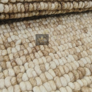 Handmade Chunky Wool Rug: Brown & Ivory Flat Weave (5x8)