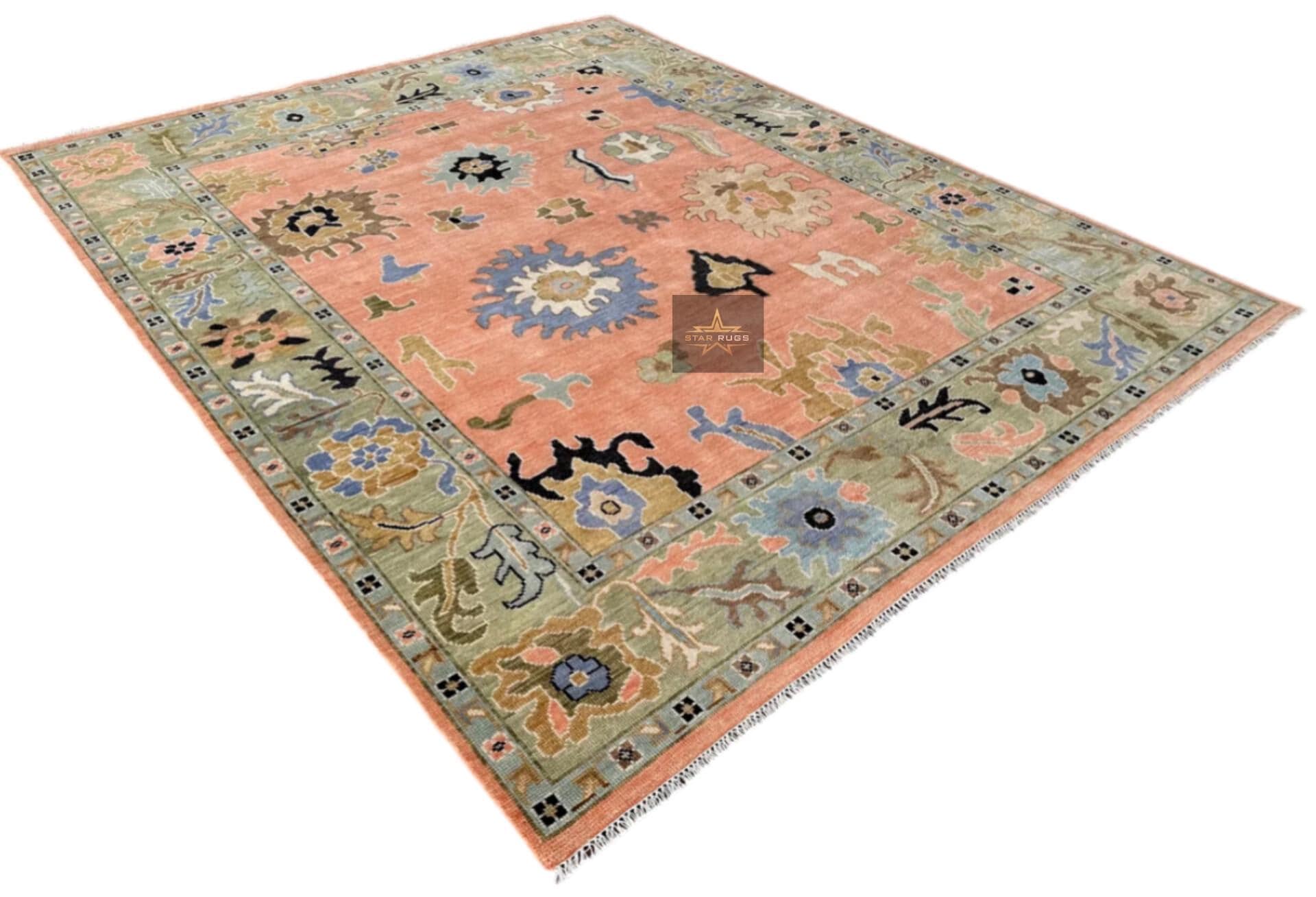 Pushak Rug Hand Knotted Peach Oushak Rug: Soft Wool Oriental Rug, Made in India - Etsy