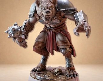Gnoll warrior with mace and fantasy role-playing armor - Dungeon Dog