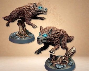 Leaping Spectral Wolf Fantasy Miniature for Board Games - Dungeon Dog