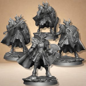 Chevalier dragon en armure et bouclier fantasy pour jeu de figurines - Labyrinth Models