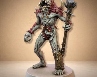 Demonic mutant with staff, grotesque detail for chaos army - Dungeon Dog