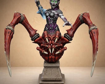 Monstrous Spider Warrior Bust with Magic Weapon - Dungeon Dog
