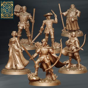 Banditenbogenschützen-Miniaturen, Waldgefährten, Fantasy für Rollenspiele und Tabletop-Spiele, Labyrinth Models