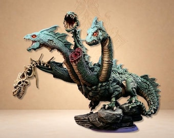 Giant undead hydra, three-headed creature, resin painting - Dungeon Dog