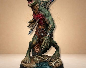 Zombie lizard warrior with spear and arrows - Dungeon Dog