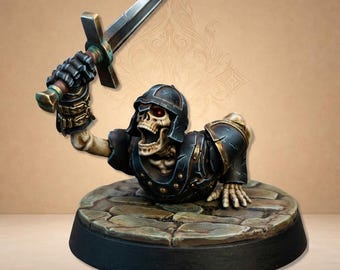 Crawling skeleton with sword, dark armor, undead warrior - Dungeon Dog