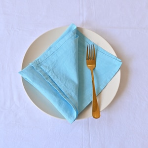 100 Pack Cotton Napkins Table Cotton, Stonewash Cloth Napkins Aqua Blue Napkins, Washable Napkins Wedding Cotton Napkins Washed Napkins