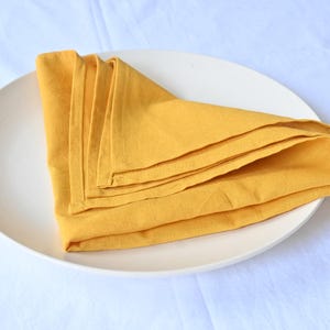 Yellow Mustard Cotton Napkins: Reusable Dinner Napkins, Wedding Decor