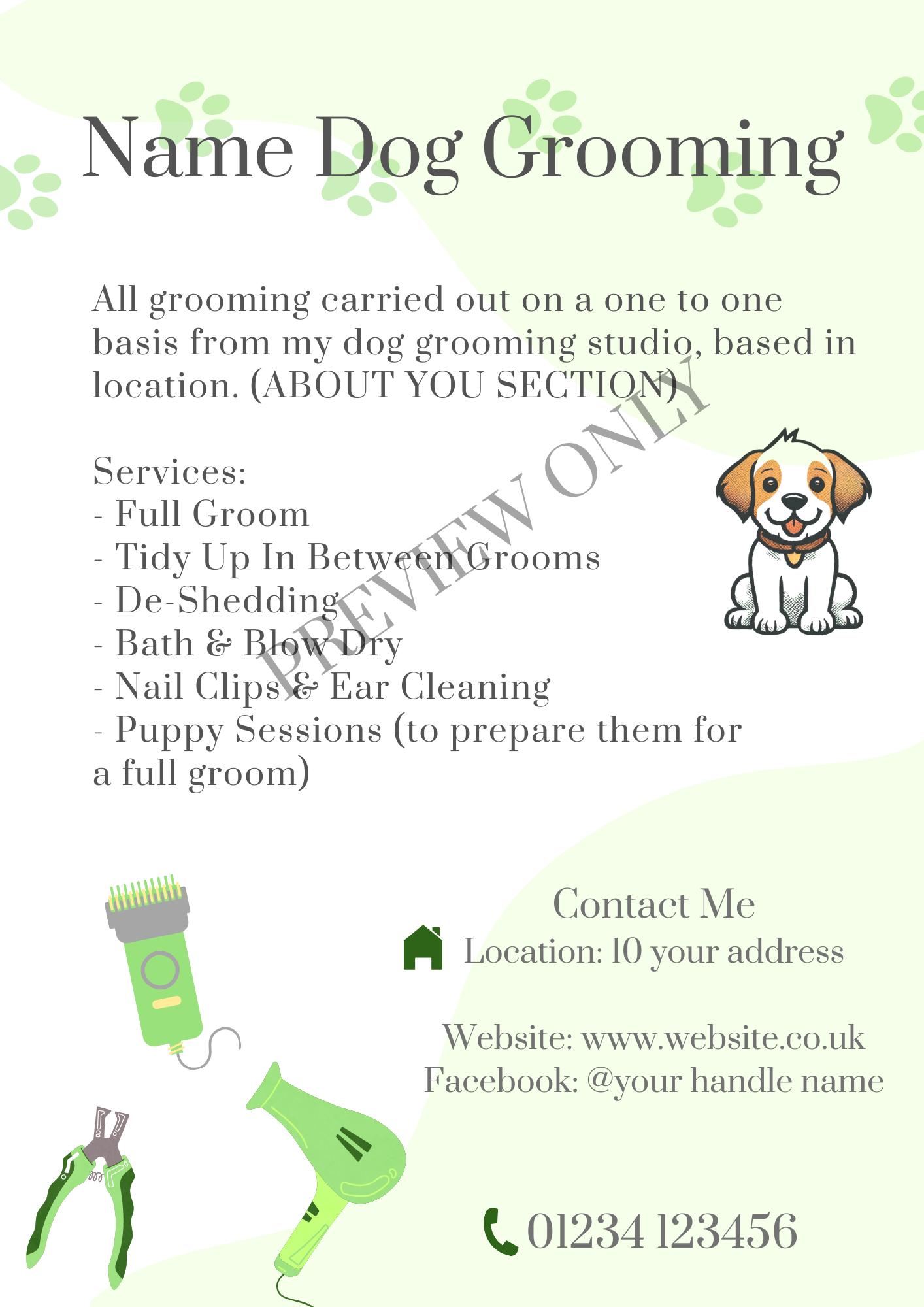 Dog Grooming Flyer Template - Etsy
