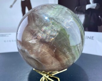 1.9KG Rare large fluorite sphere with mica, rainbow crystal ball, crystal sphere, fluorite ball crystal gifts,home decor.