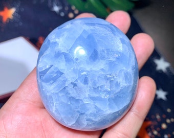 Natrual Celestite Palm Stone, Blue Gemstone Polished Palm, Healing Crystal Gifts, Meditation Quartz. Random
