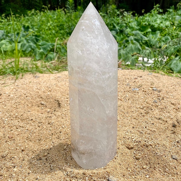 AAAAA+ 12" 3.5KG grande tour de quartz clair, grande tour de cristal blanc, pointe de quartz clair, obélisque de décoration intérieure, cadeaux en cristal de guérison.BSJ04