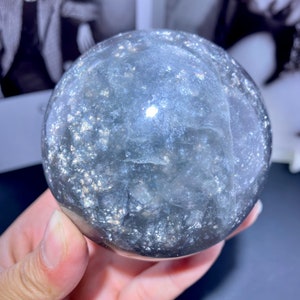 Sparkling Natural fluorite sphere with mica, rainbow crystal ball, crystal sphere, fluorite ball crystal gifts,home decor.Random 1 PC. image 4