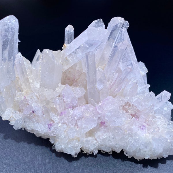 RARE! Small Natural Clear Quartz Cluster, Healing Crystal Cluster, Titanium Crystals, Clear Quartz Point, Home Decor.BJC06